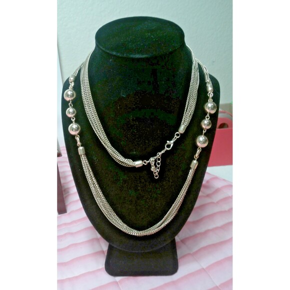 Strand Jewelry - Vintage Gold-Tone Multi-Strand Chain Necklace With Beads 21"